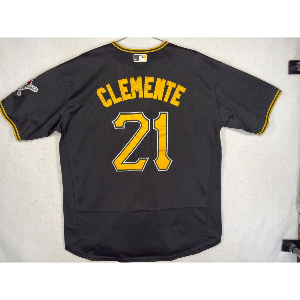 Majestic Pittsburgh Pirates Roberto Clemente 21 Baseball Jersey Black Mens XL